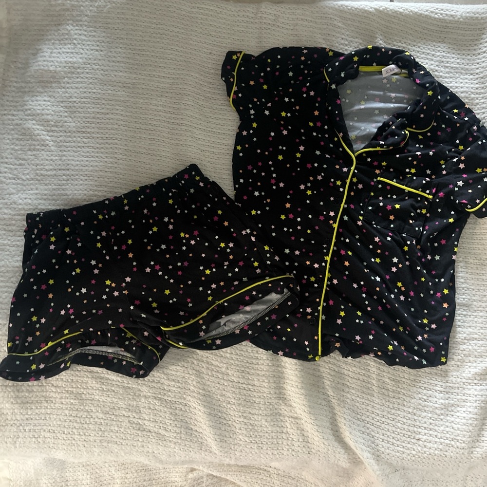 Kids Star Print Pajama Set - Black